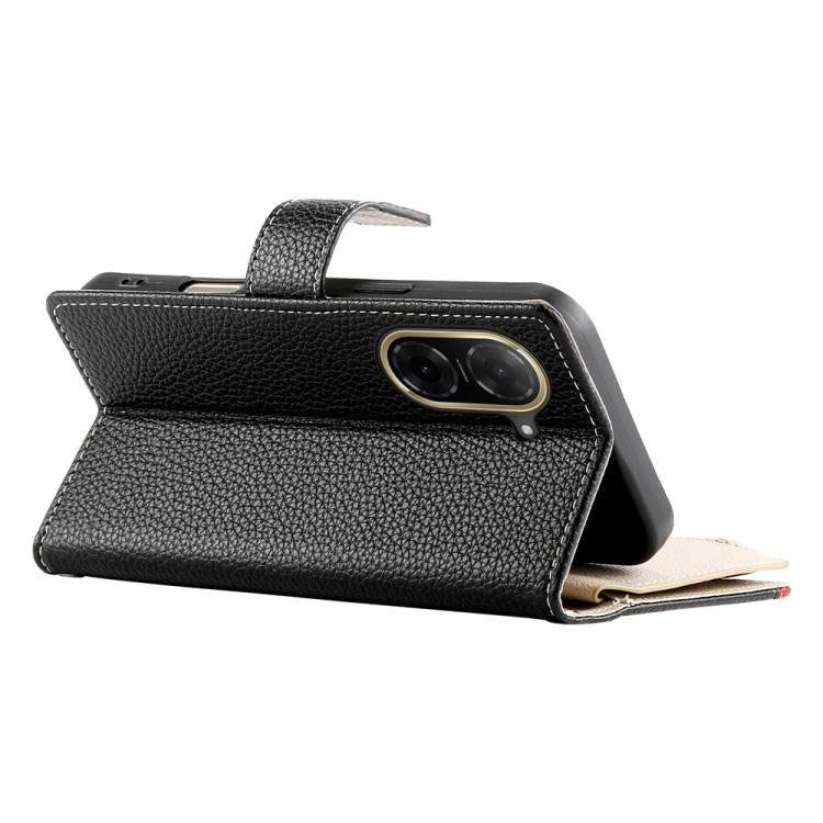 For Redmi A5 4G 171.7mm / Xiaomi Poco C71 Stitching Multi-card Zipper Wallet Leather Phone Case with Short Strap