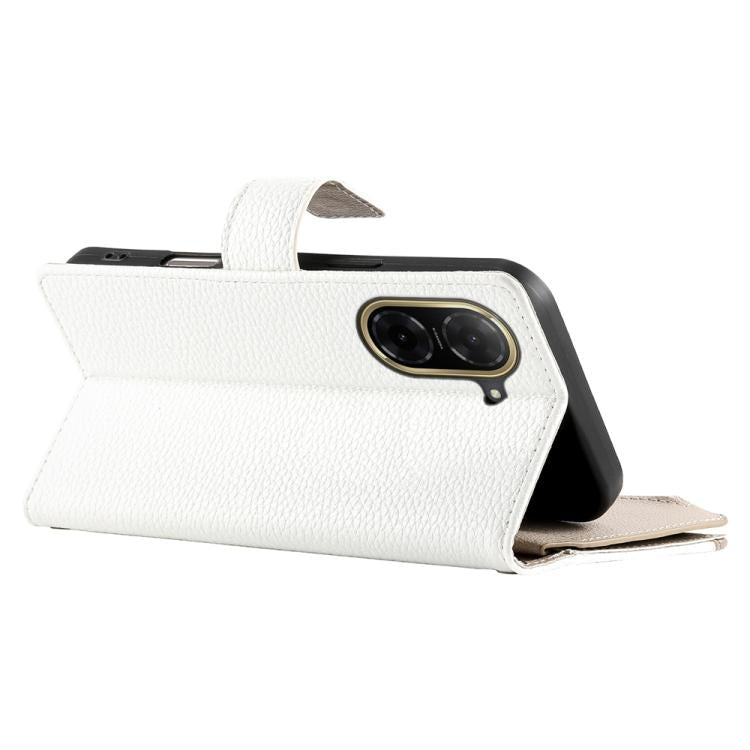 For Redmi A5 4G 171.7mm / Xiaomi Poco C71 Stitching Multi-card Zipper Wallet Leather Phone Case with Short Strap
