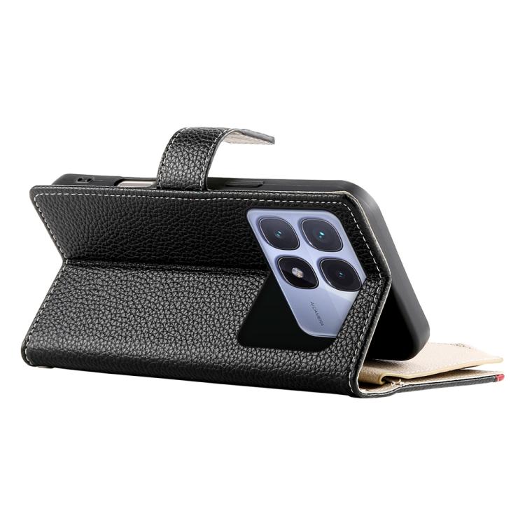 For Redmi K70 Ultra Stitching Multi-card Zipper Wallet Leather Phone Case with Short Strap