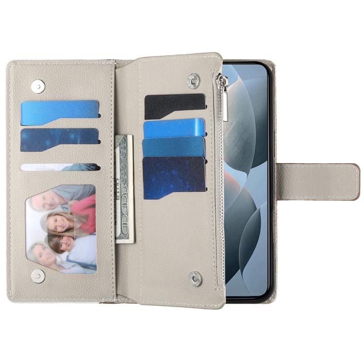 For Redmi K70 Ultra Stitching Multi-card Zipper Wallet Leather Phone Case with Short Strap