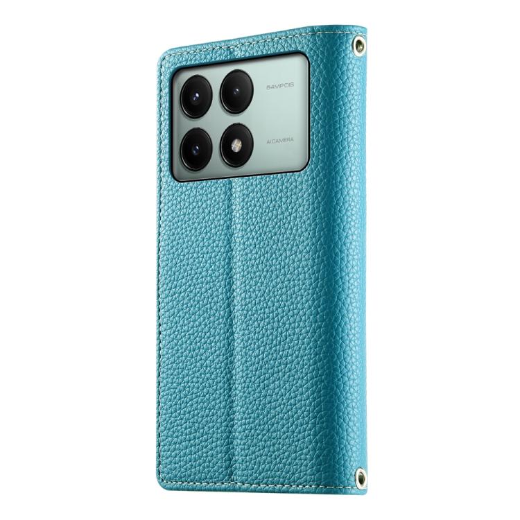 For Redmi K70E / Xiaomi Poco X6 Pro Stitching Multi-card Zipper Wallet Leather Phone Case with Short Strap