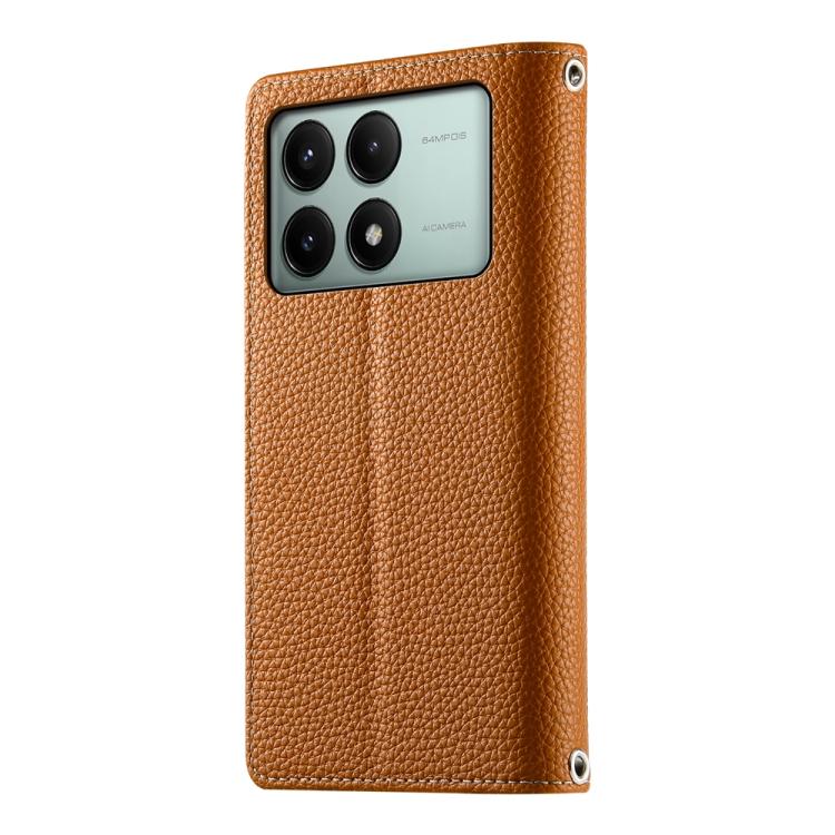 For Redmi K70E / Xiaomi Poco X6 Pro Stitching Multi-card Zipper Wallet Leather Phone Case with Short Strap