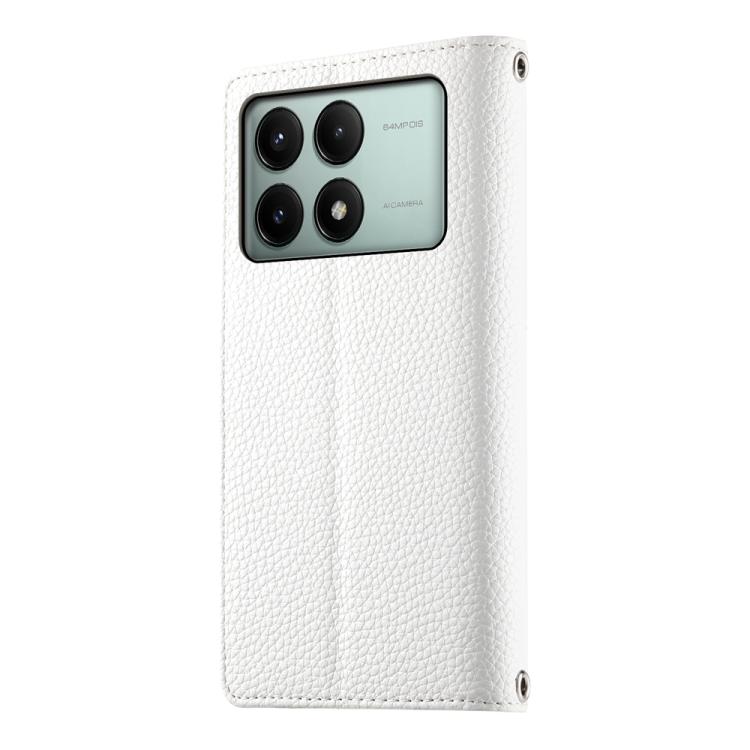 For Redmi K70E / Xiaomi Poco X6 Pro Stitching Multi-card Zipper Wallet Leather Phone Case with Short Strap