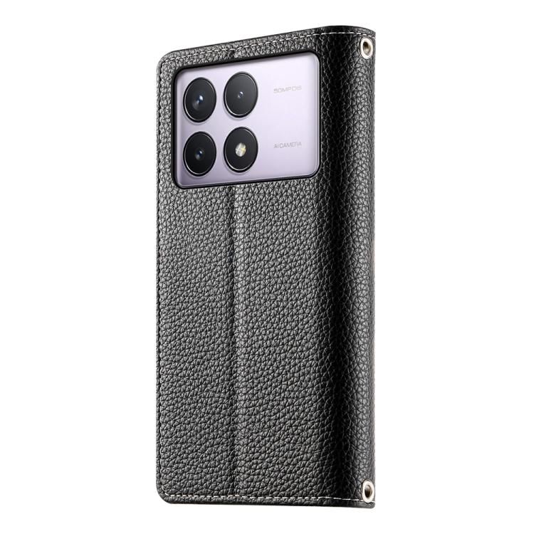 For Redmi K70 / K70 Pro / Poco F6 Pro Stitching Multi-card Zipper Wallet Leather Phone Case with Short Strap