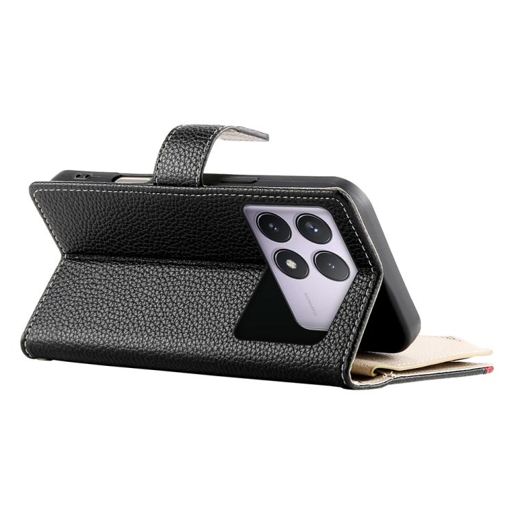 For Redmi K70 / K70 Pro / Poco F6 Pro Stitching Multi-card Zipper Wallet Leather Phone Case with Short Strap