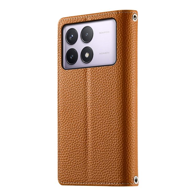 For Redmi K70 / K70 Pro / Poco F6 Pro Stitching Multi-card Zipper Wallet Leather Phone Case with Short Strap