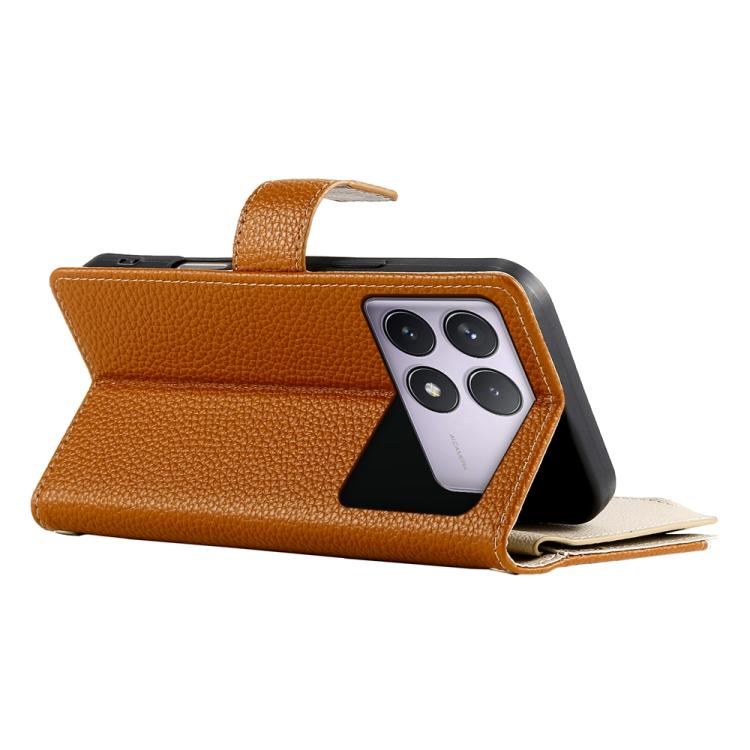 For Redmi K70 / K70 Pro / Poco F6 Pro Stitching Multi-card Zipper Wallet Leather Phone Case with Short Strap