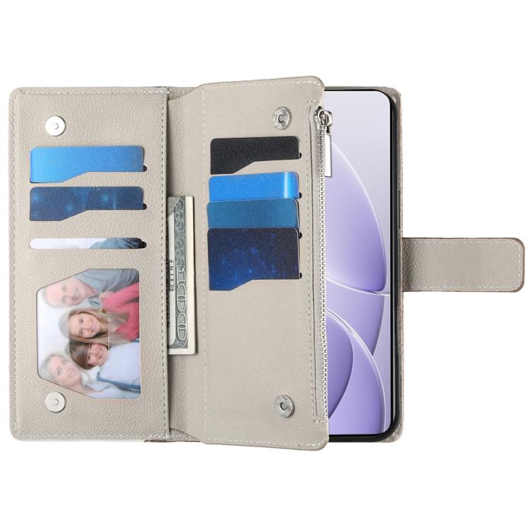 For Redmi K80 / K80 Pro / Poco F7 Pro Stitching Multi-card Zipper Wallet Leather Phone Case with Short Strap