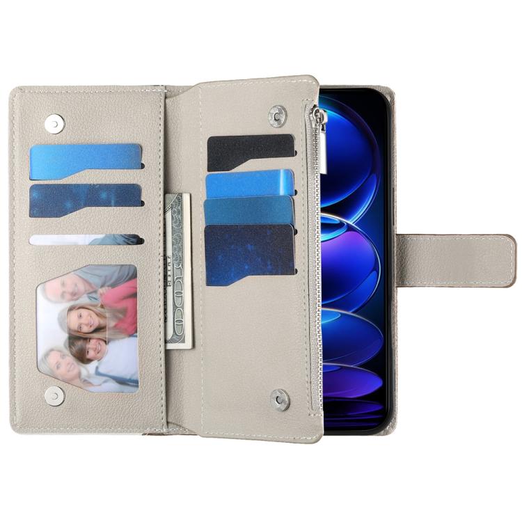 For Redmi Note 12S 4G / Note 11 4G Global Stitching Multi-card Zipper Wallet Leather Phone Case with Short Strap
