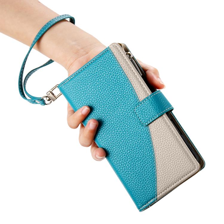 For Redmi Note 13 5G Global Stitching Multi-card Zipper Wallet Leather Phone Case with Short Strap