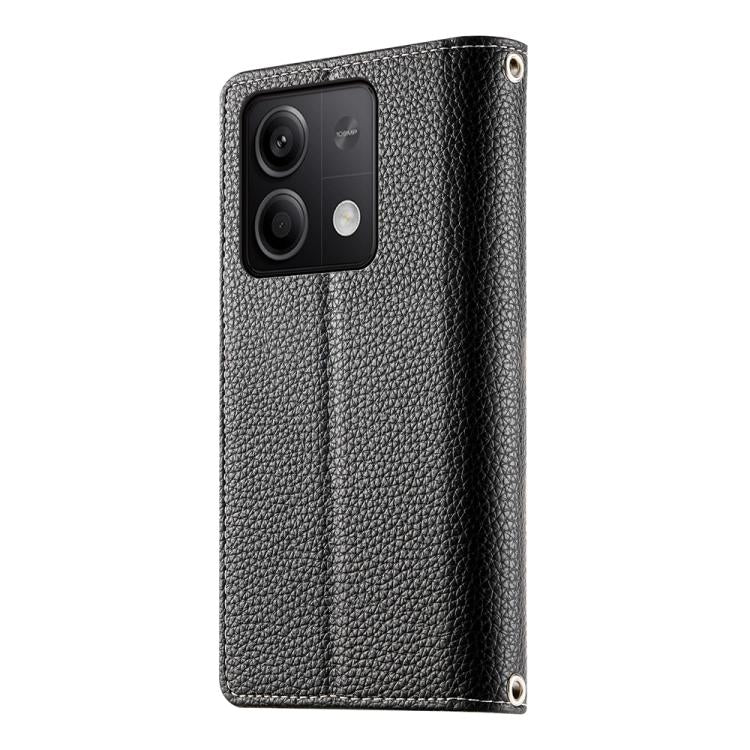 For Redmi Note 13 5G Global Stitching Multi-card Zipper Wallet Leather Phone Case with Short Strap
