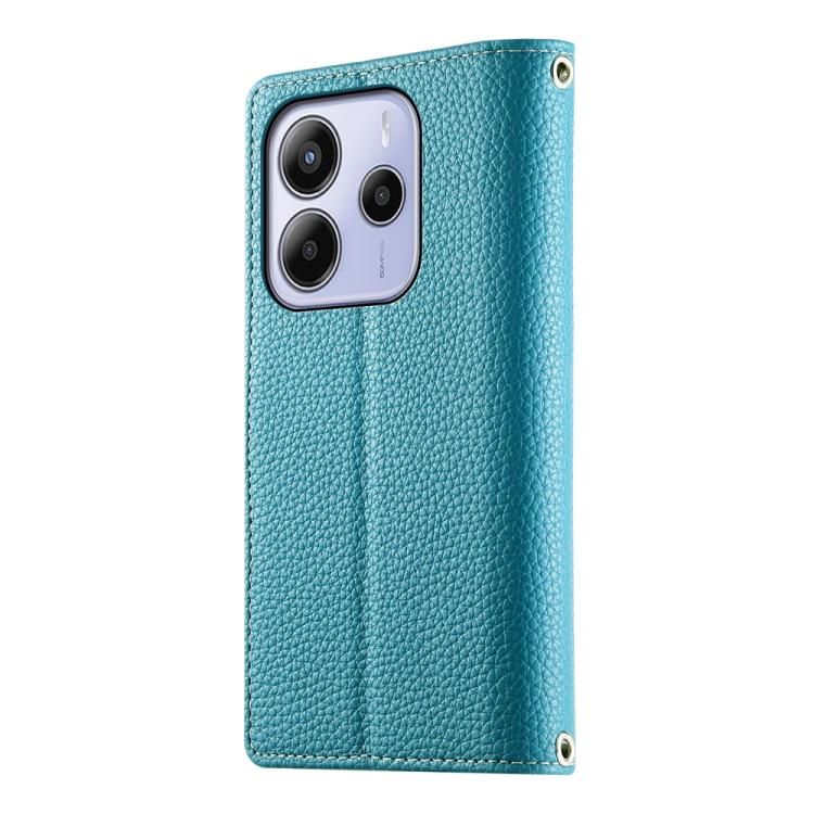 For Redmi Note 14 4G 163.25mm Stitching Multi-card Zipper Wallet Leather Phone Case with Short Strap
