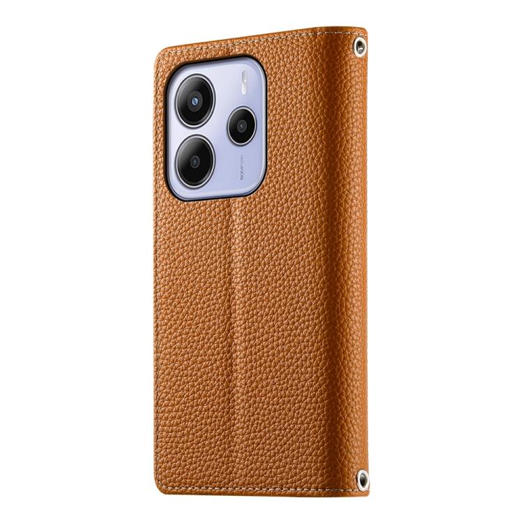 For Redmi Note 14 4G 163.25mm Stitching Multi-card Zipper Wallet Leather Phone Case with Short Strap