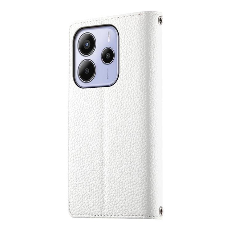 For Redmi Note 14 4G 163.25mm Stitching Multi-card Zipper Wallet Leather Phone Case with Short Strap