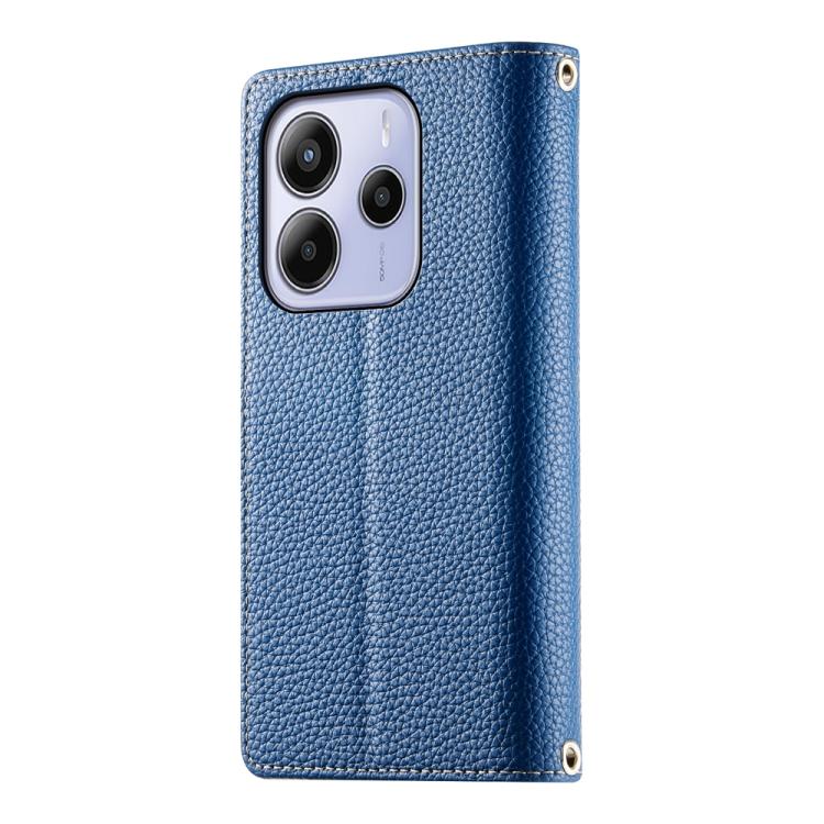 For Redmi Note 14 4G 163.25mm Stitching Multi-card Zipper Wallet Leather Phone Case with Short Strap
