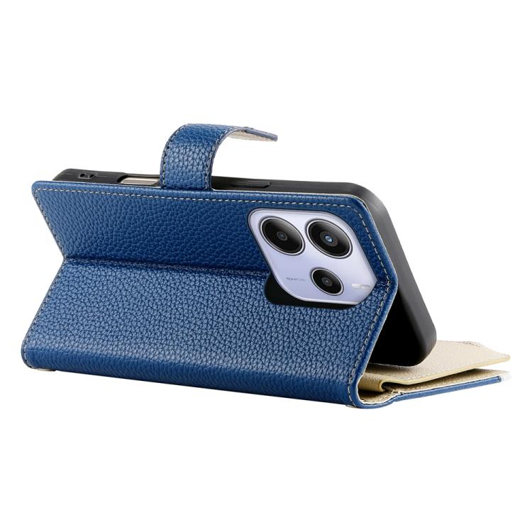 For Redmi Note 14 4G 163.25mm Stitching Multi-card Zipper Wallet Leather Phone Case with Short Strap
