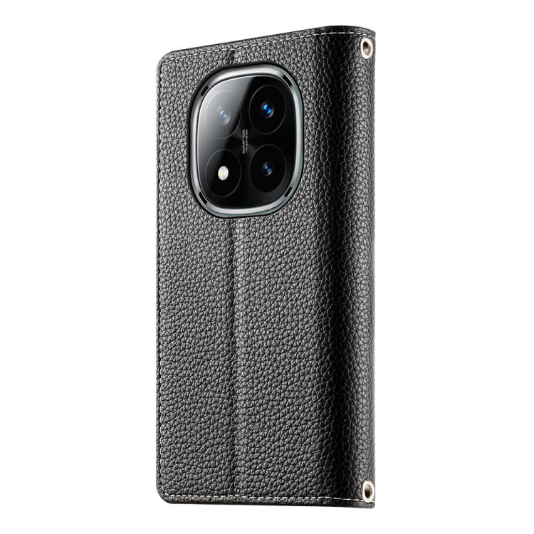 For Redmi Note 14 Pro 4G Stitching Multi-card Zipper Wallet Leather Phone Case with Short Strap