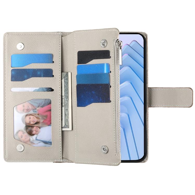 For Redmi Note 14 Pro 4G Stitching Multi-card Zipper Wallet Leather Phone Case with Short Strap