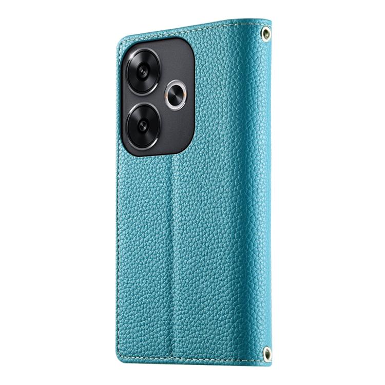 For Redmi Turbo 3 / Xiaomi Poco F6 Stitching Multi-card Zipper Wallet Leather Phone Case with Short Strap