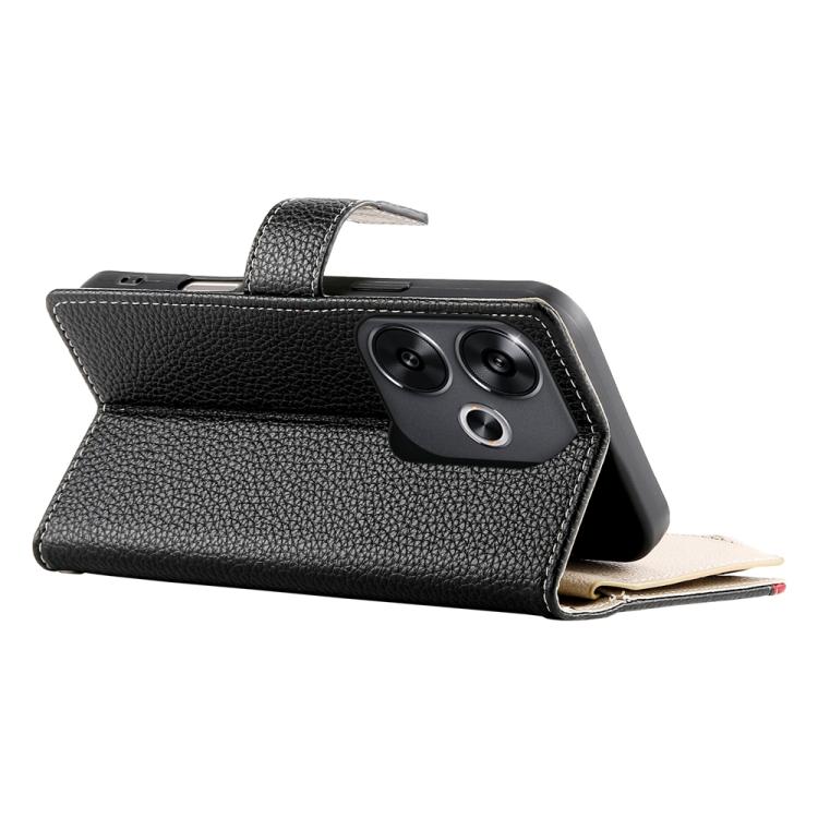 For Redmi Turbo 3 / Xiaomi Poco F6 Stitching Multi-card Zipper Wallet Leather Phone Case with Short Strap