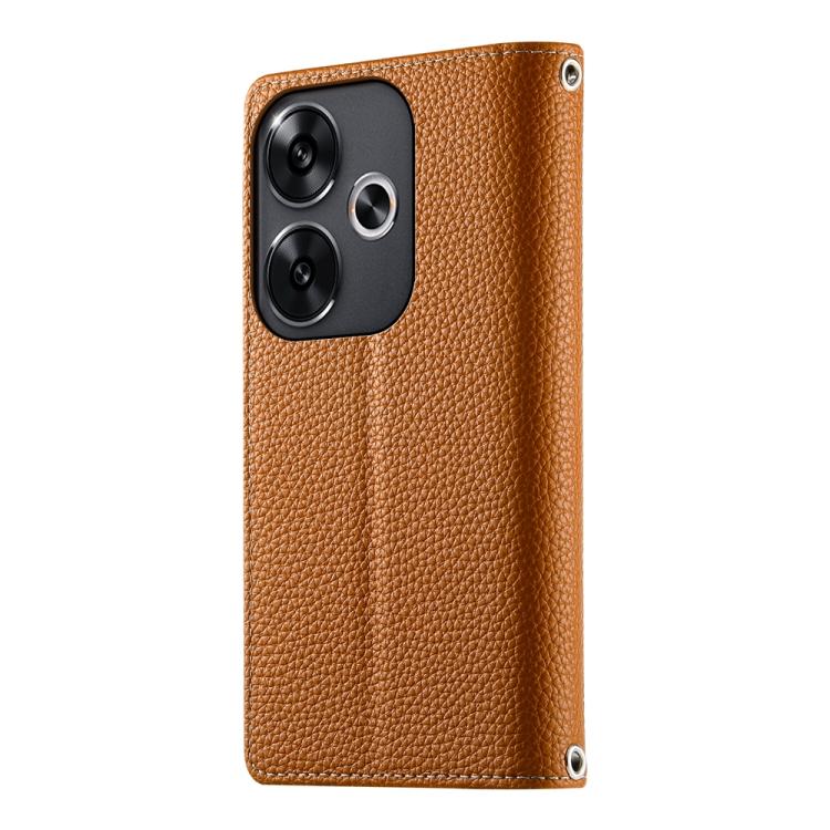 For Redmi Turbo 3 / Xiaomi Poco F6 Stitching Multi-card Zipper Wallet Leather Phone Case with Short Strap