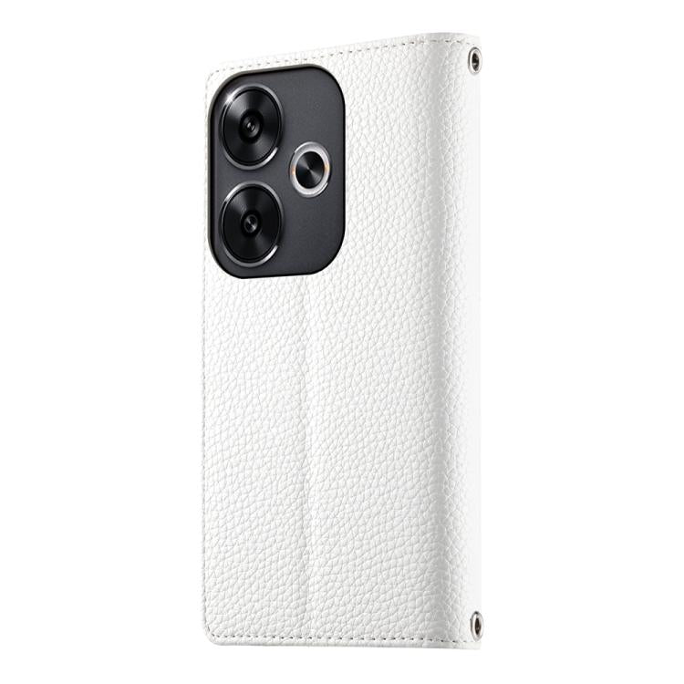 For Redmi Turbo 3 / Xiaomi Poco F6 Stitching Multi-card Zipper Wallet Leather Phone Case with Short Strap