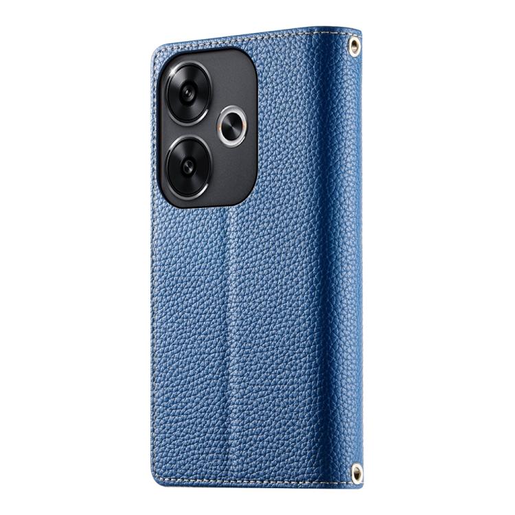 For Redmi Turbo 3 / Xiaomi Poco F6 Stitching Multi-card Zipper Wallet Leather Phone Case with Short Strap