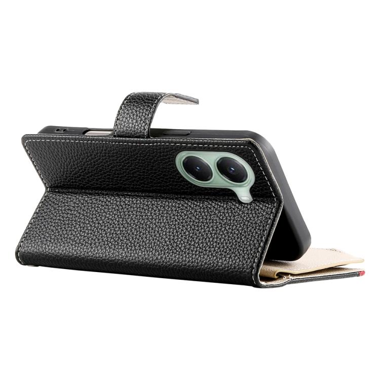 For Redmi Turbo 4 / Xiaomi Poco X7 Pro Stitching Multi-card Zipper Wallet Leather Phone Case with Short Strap