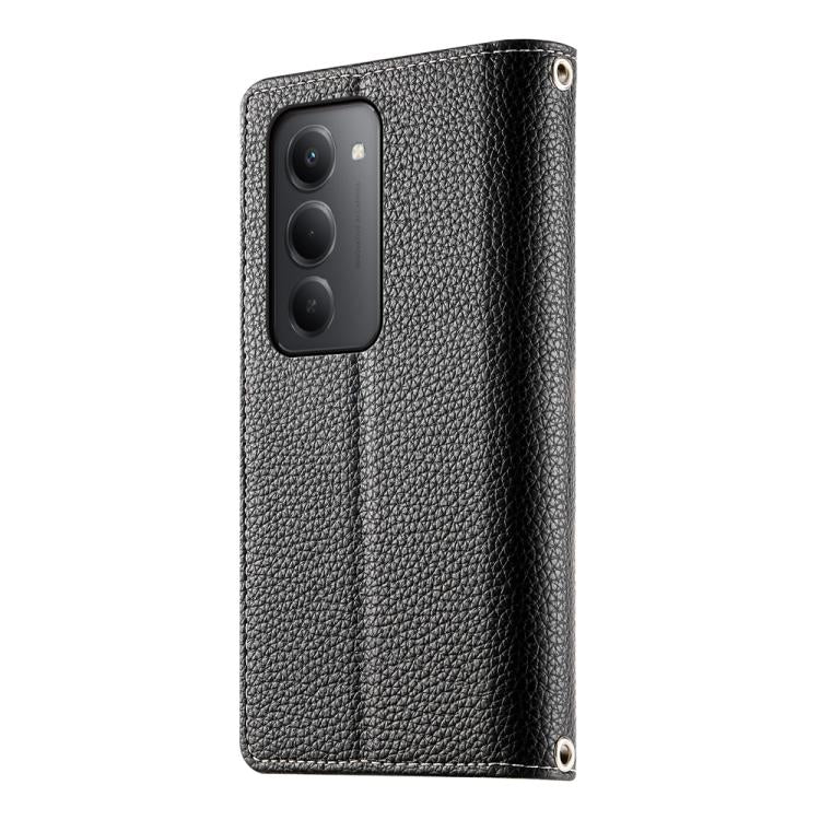 For Redmi 15 5G / 4G EU 171mm Stitching Multi-card Zipper Wallet Leather Phone Case with Short Strap
