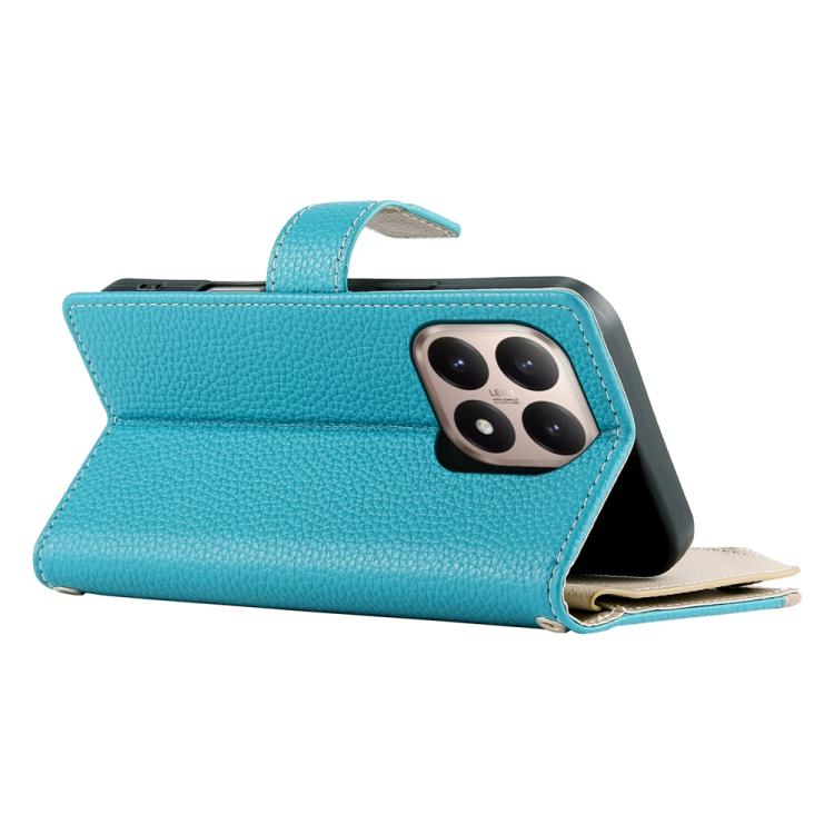 For Xiaomi 15T 5G Stitching Multi-card Zipper Wallet Leather Phone Case with Short Strap