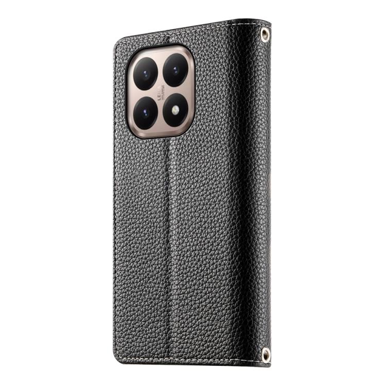 For Xiaomi 15T 5G Stitching Multi-card Zipper Wallet Leather Phone Case with Short Strap