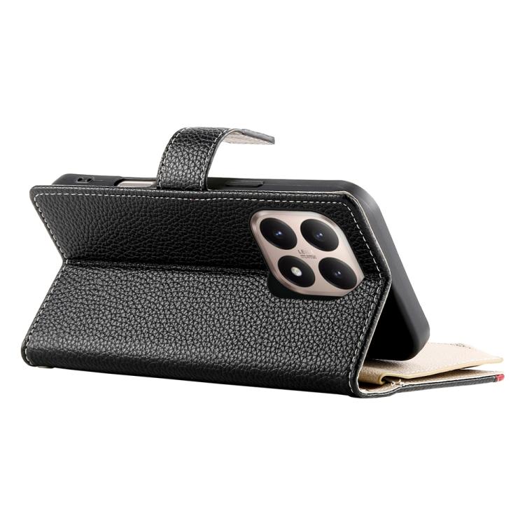 For Xiaomi 15T 5G Stitching Multi-card Zipper Wallet Leather Phone Case with Short Strap