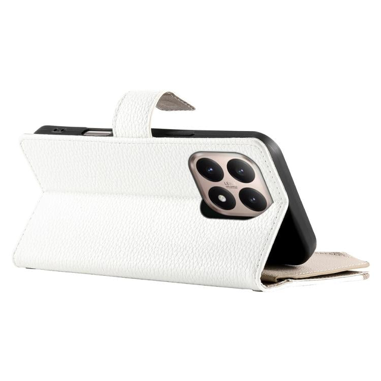 For Xiaomi 15T 5G Stitching Multi-card Zipper Wallet Leather Phone Case with Short Strap