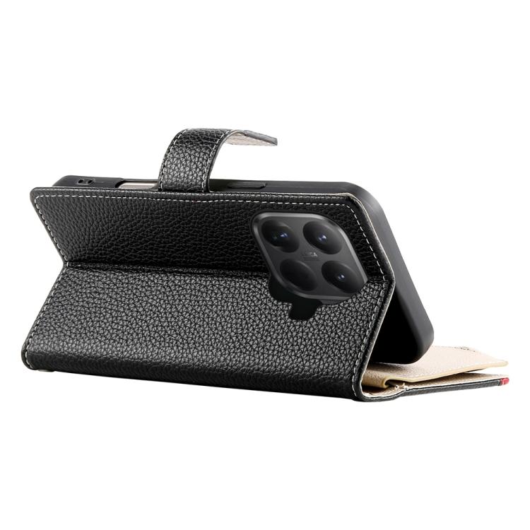 For Xiaomi 15T Pro 5G Stitching Multi-card Zipper Wallet Leather Phone Case with Short Strap