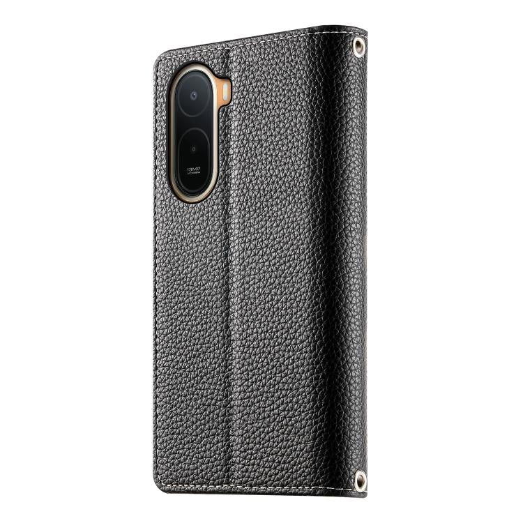 For Redmi A7 Pro 4G / 5G 171mm / Poco C85x 5G Stitching Multi-card Zipper Wallet Leather Phone Case with Short Strap