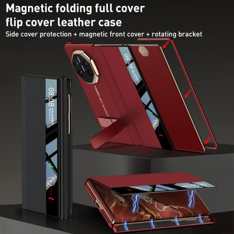 For Huawei Mate XT Ultimate GKK Magnetic Folding Full Cover Flip Phone Case with Slotted Rotating Bracket
