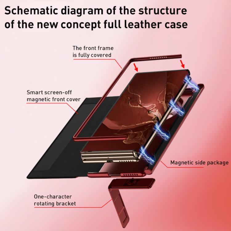 For Huawei Mate XT Ultimate GKK Magnetic Folding Full Cover Flip Phone Case with Slotted Rotating Bracket