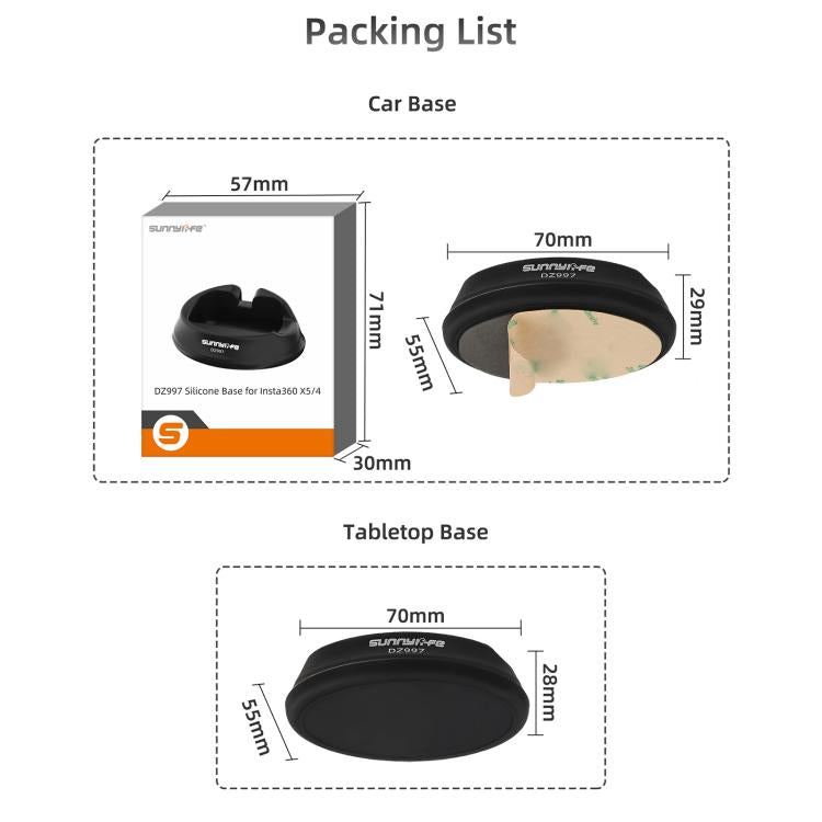 For Insta360 X5 / X4 Sunnylife Silicone Stand Base Car Base - Black