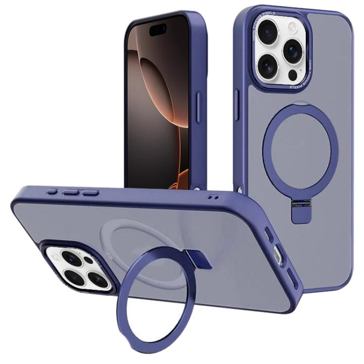 For iPhone 16 Pro Max Kalebol Metal Lens Frame MagSafe Holder Frosted PC Phone Case