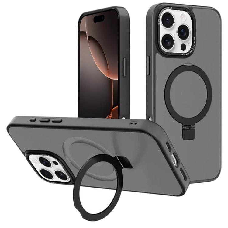 For iPhone 16 Pro Max Kalebol Metal Lens Frame MagSafe Holder Frosted PC Phone Case