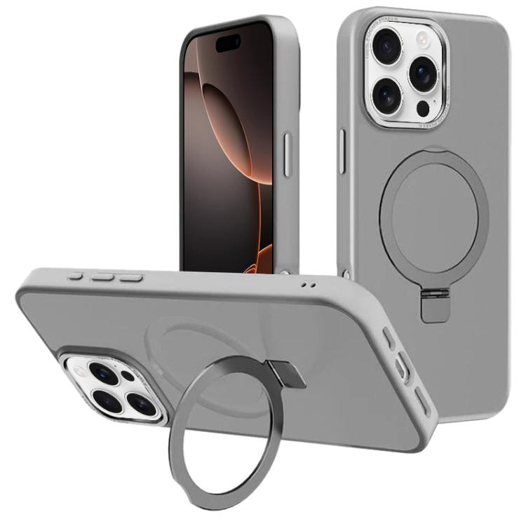 For iPhone 16 Pro Max Kalebol Metal Lens Frame MagSafe Holder Frosted PC Phone Case