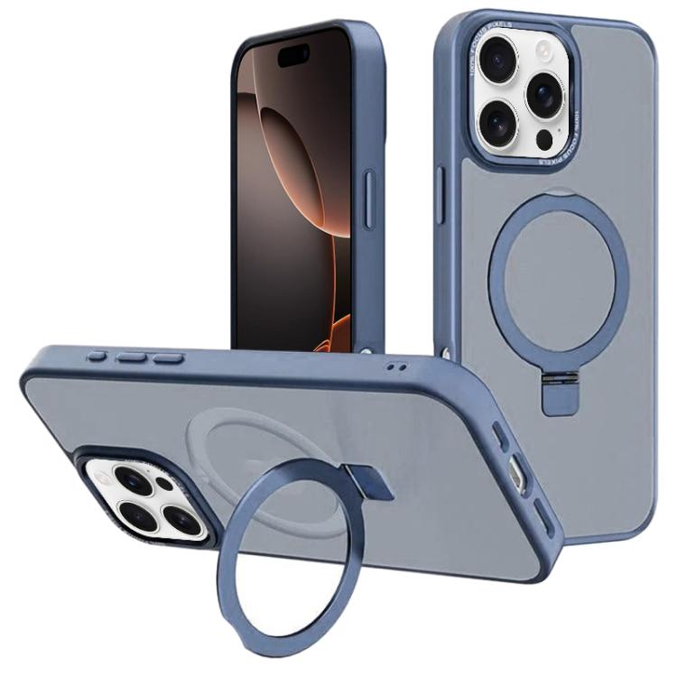 For iPhone 16 Pro Max Kalebol Metal Lens Frame MagSafe Holder Frosted PC Phone Case