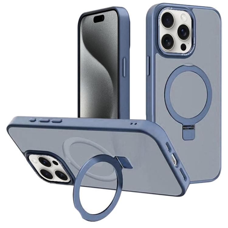 For iPhone 15 Pro Max Kalebol Metal Lens Frame MagSafe Holder Frosted PC Phone Case