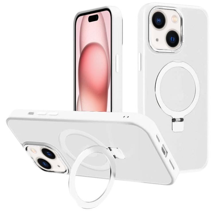 For iPhone 15 Plus Kalebol Metal Lens Frame MagSafe Holder Frosted PC Phone Case