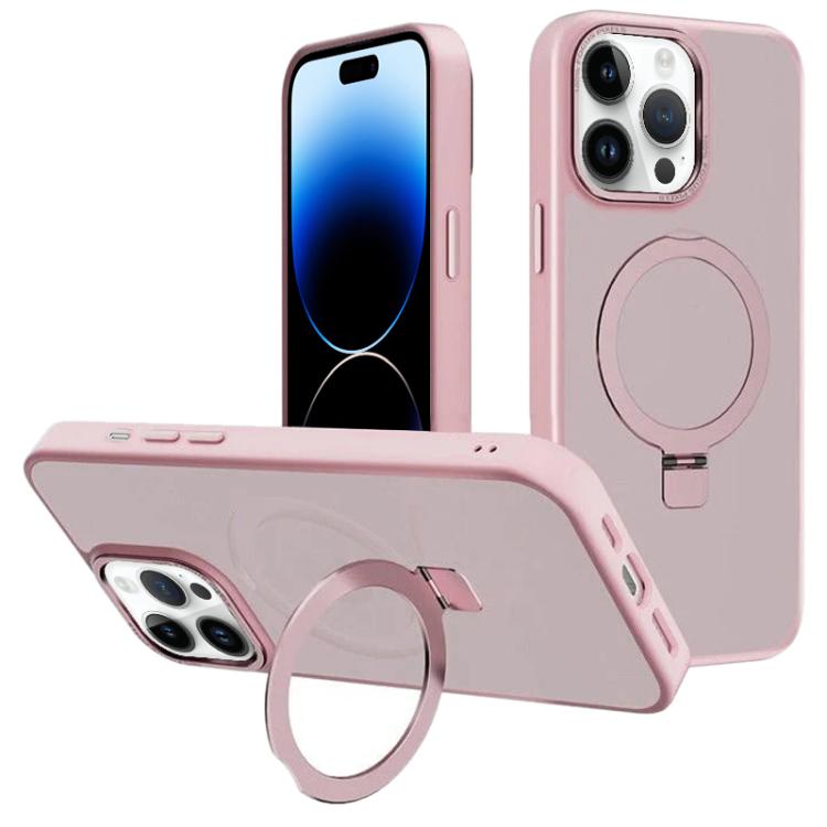 For iPhone 14 Pro Kalebol Metal Lens Frame MagSafe Holder Frosted PC Phone Case
