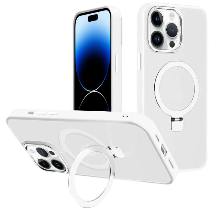 For iPhone 14 Pro Max Kalebol Metal Lens Frame MagSafe Holder Frosted PC Phone Case