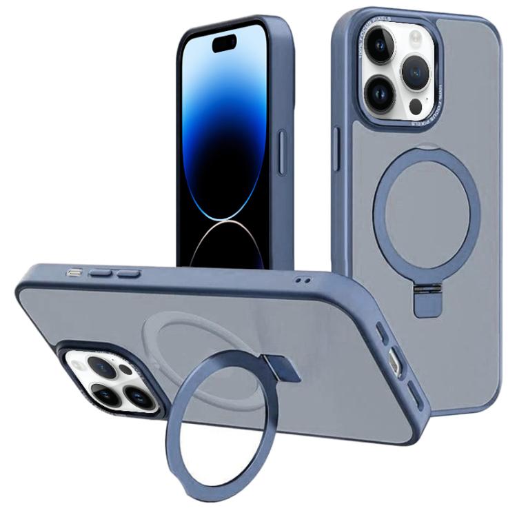 For iPhone 14 Pro Max Kalebol Metal Lens Frame MagSafe Holder Frosted PC Phone Case