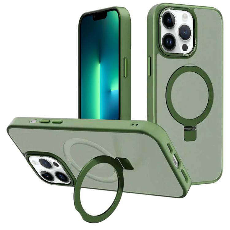 For iPhone 13 Pro Max Kalebol Metal Lens Frame MagSafe Holder Frosted PC Phone Case