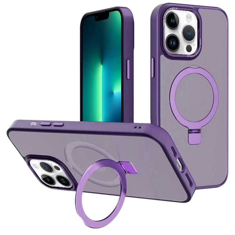 For iPhone 13 Pro Max Kalebol Metal Lens Frame MagSafe Holder Frosted PC Phone Case