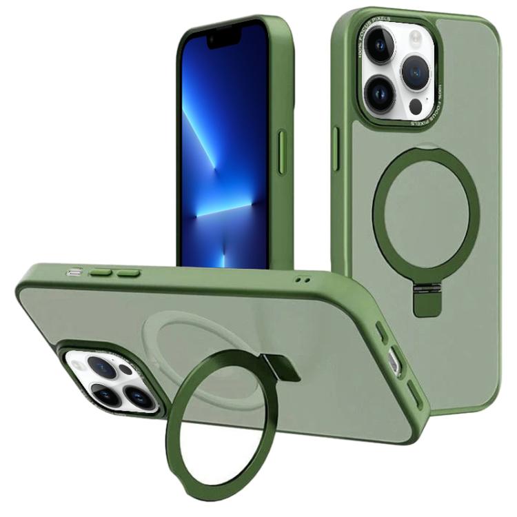 For iPhone 13 Pro Kalebol Metal Lens Frame MagSafe Holder Frosted PC Phone Case